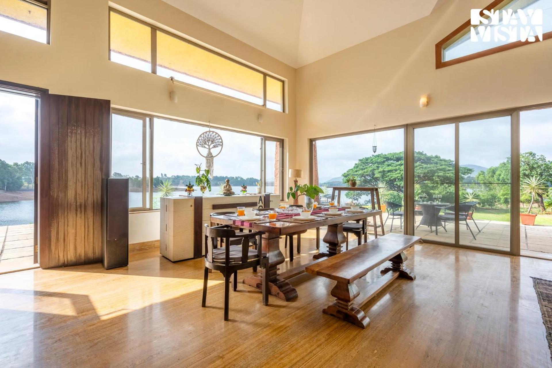 Stayvista At Three Shores With Lake View & Alfresco Dining Khamshet Dış mekan fotoğraf